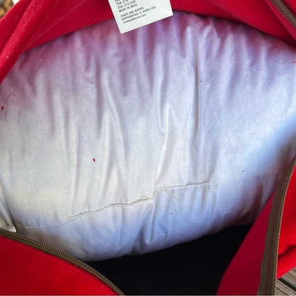 Crate & Barrel Lyra Red Velvet Textured Accent Pillow Set 20 x 20 Down Insert - Picture 7 of 9